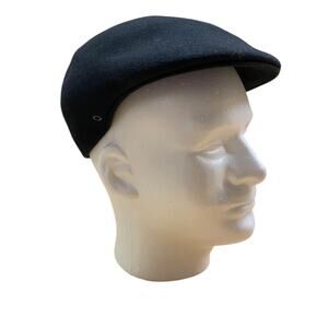1950s Black Wool Flat Cap Mens Vintage Newsboy Ivy Cap